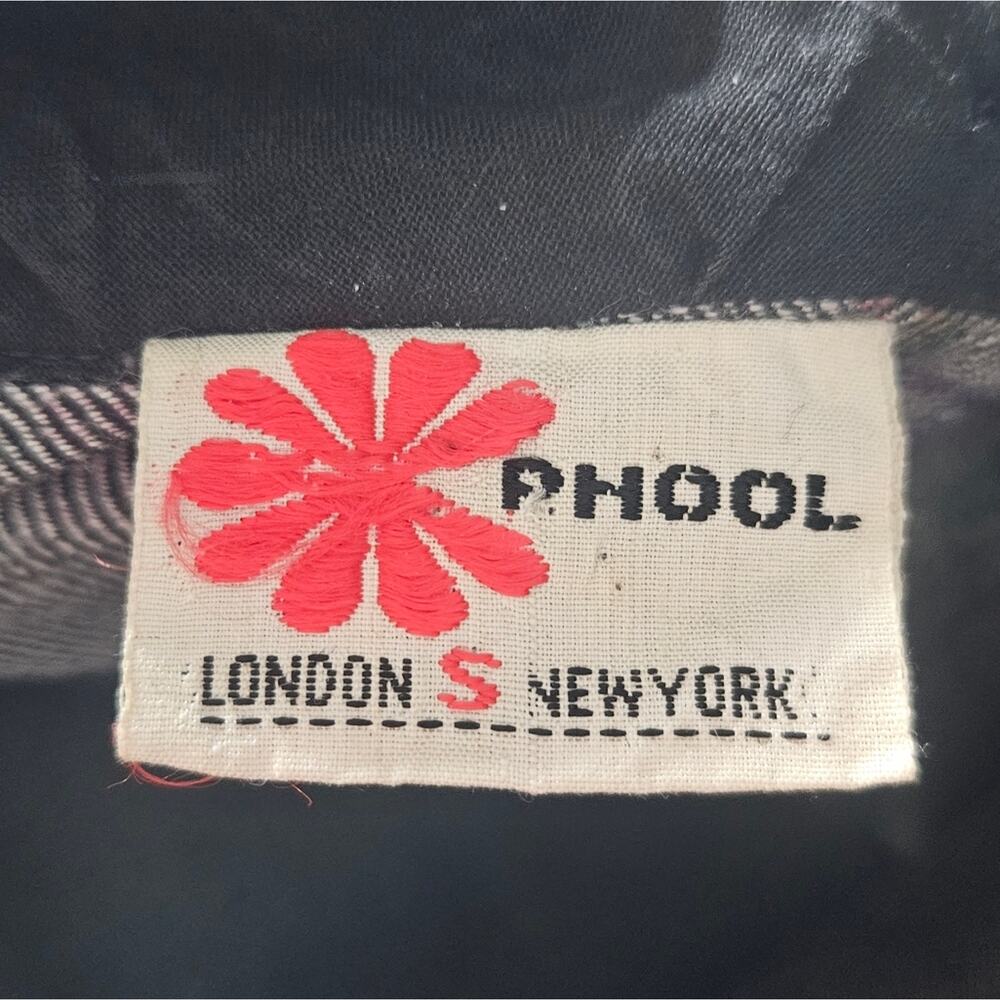 VTG 70s Phool Plaid Floral Embroidered India Rayon Prairie Dress, sz Small - Picture 7 of 8
